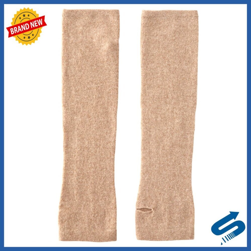 100% Cashmere Fingerless Arm Warmers Long Gloves with Thumb Hole
